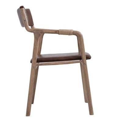 Muebles de comedor de madera maciza estilo vintage cuerda decorado silla de comedor