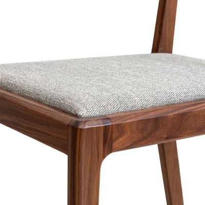 Silla de comedor de madera con diseño de hogar nórdico moderno y asiento tapizado