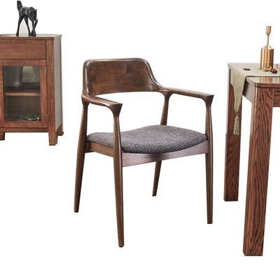 Muebles de comedor de cuero negro moderno tapizado de madera silla de comedor con tapicería y diseño