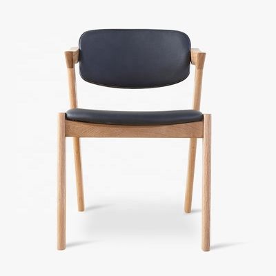 Embalaje de correo silla de comedor de cuero de PU con artesanía de madera sólida