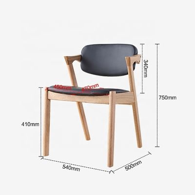 Embalaje de correo silla de comedor de cuero de PU con artesanía de madera sólida
