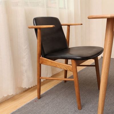 Muebles de hotel Moderno personalizado tapizado de madera PU silla de comedor de cuero con cojín de salón de ocio