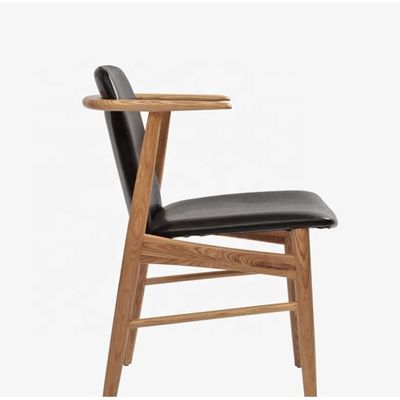 Muebles de hotel Moderno personalizado tapizado de madera PU silla de comedor de cuero con cojín de salón de ocio