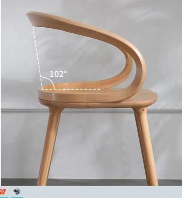 Servicio OEM aceptado silla de comedor moderna con ala de brazo de forma redonda y diseño artístico de madera sólida de ceniza nórdica