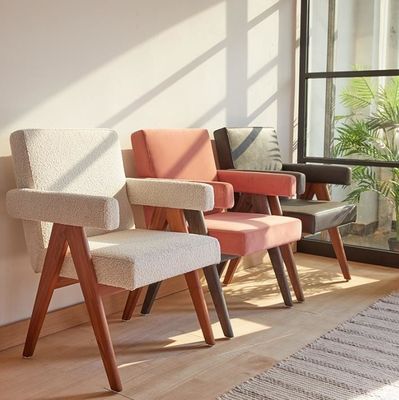 NO Plegable último diseño Muebles para el hogar Silla de salón tapizada con sillas de acento de madera maciza