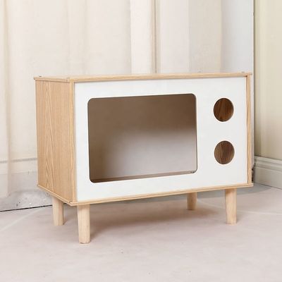 Nido de mascotas de madera y gabinete lateral moderno y multifuncional para muebles de sala de estar contemporáneos