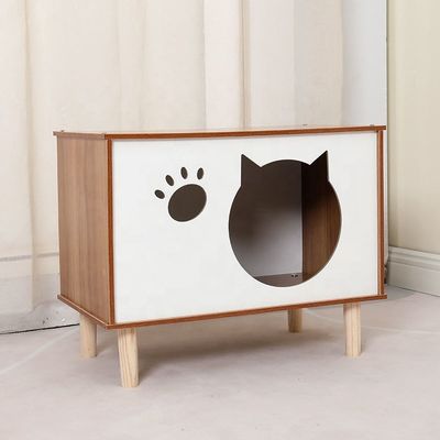 Nido de mascotas de madera y gabinete lateral moderno y multifuncional para muebles de sala de estar contemporáneos