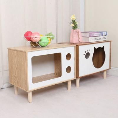 Nido de mascotas de madera y gabinete lateral moderno y multifuncional para muebles de sala de estar contemporáneos