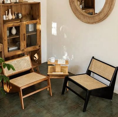 OEM/ODM estilo moderno Rattan de madera sala de estar creativa Patio silla de rattan silla trasera perfecta para el apartamento