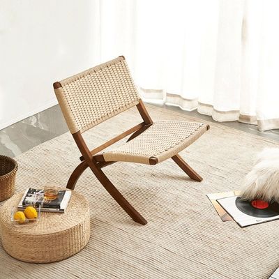 Sala de estar silla de ratán tejida de madera maciza plegable de ratán comedor con muebles exteriores de último diseño