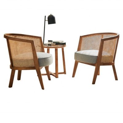 Muebles para exteriores Moderno Nórdico Francés de madera maciza con marco de ratán Silla de ocio con respaldo curvado y color personalizado