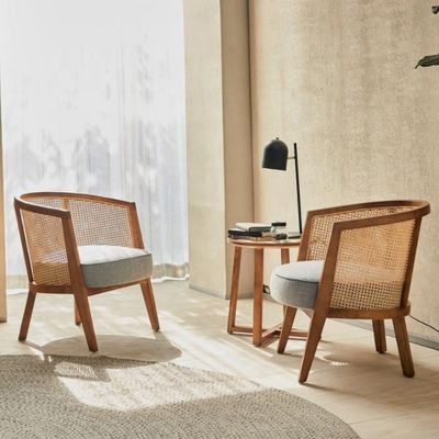 Muebles para exteriores Moderno Nórdico Francés de madera maciza con marco de ratán Silla de ocio con respaldo curvado y color personalizado