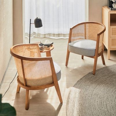 Muebles para exteriores Moderno Nórdico Francés de madera maciza con marco de ratán Silla de ocio con respaldo curvado y color personalizado