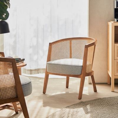 Muebles para exteriores Moderno Nórdico Francés de madera maciza con marco de ratán Silla de ocio con respaldo curvado y color personalizado