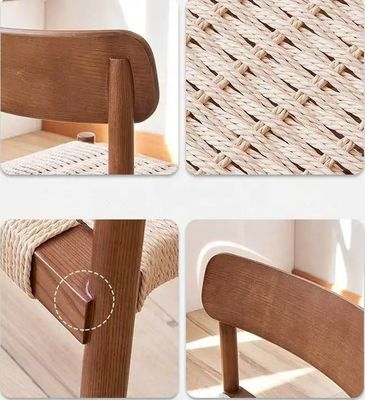 Crear un ambiente relajante de comedor con la luz nórdica de lujo silla de comedor de madera sólida y el respaldo de cuerda tejida