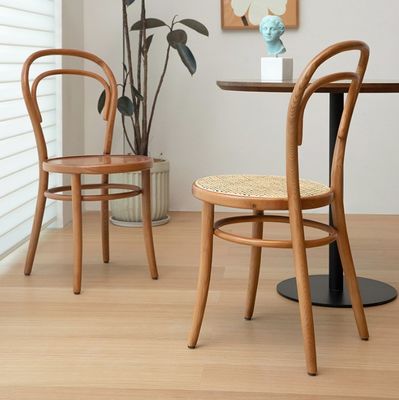 Sillones de comedor de ratán nórdico de madera con respaldo alto sillas de banquete de estilo moderno de mediados de siglo con silla de bistró de madera maciza
