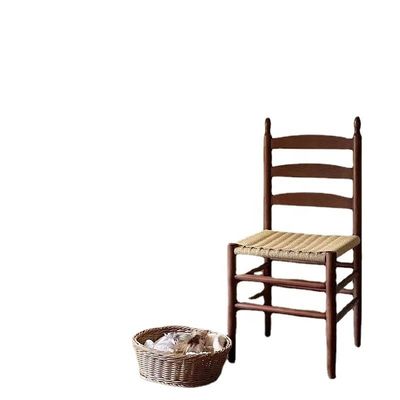 NO Silla de comedor con respaldo de espalda doblada con madera sólida hecha a mano y cojín tejido con cuerda Servicio OEM aceptado