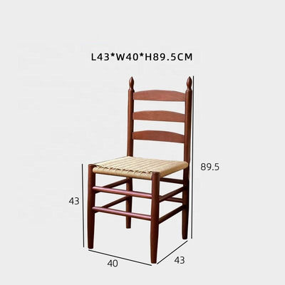 NO Silla de comedor con respaldo de espalda doblada con madera sólida hecha a mano y cojín tejido con cuerda Servicio OEM aceptado