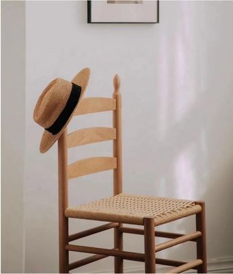 NO Silla de comedor con respaldo de espalda doblada con madera sólida hecha a mano y cojín tejido con cuerda Servicio OEM aceptado