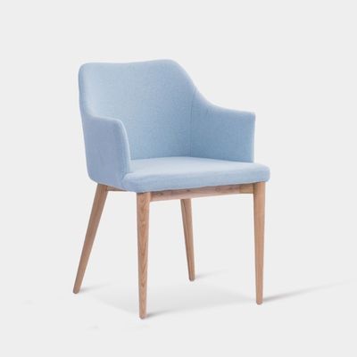 Silla de comedor de hotel restaurante con marco de madera de ceniza sólida y asiento de espuma de tela metálica tapizada