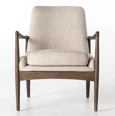 Muebles de sala de estar de una sola persona Sofá tapizado de madera silla con tejido y almohadón de espuma sobre marco de madera