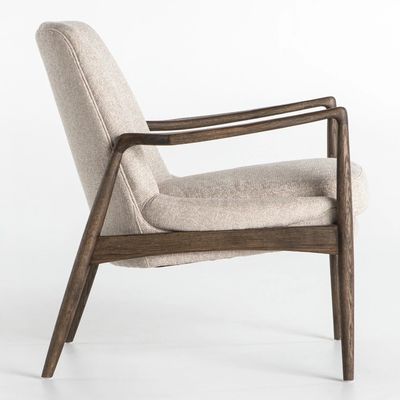 Muebles de sala de estar de una sola persona Sofá tapizado de madera silla con tejido y almohadón de espuma sobre marco de madera