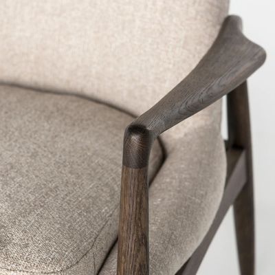 Muebles de sala de estar de una sola persona Sofá tapizado de madera silla con tejido y almohadón de espuma sobre marco de madera