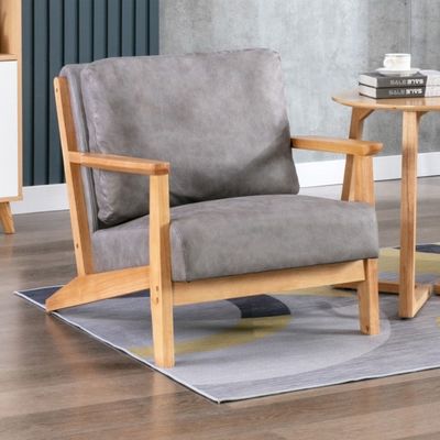 Nordic Morden Sofá único de madera sólida de época Silla reclinable de sofá tapizado
