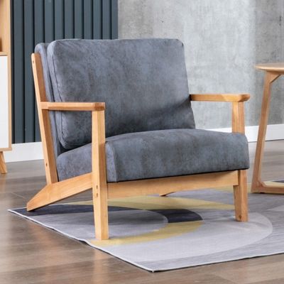Nordic Morden Sofá único de madera sólida de época Silla reclinable de sofá tapizado