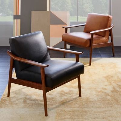Silla de sala de estar específica del hotel en diseño moderno con reposabrazos de cuero y tela de terciopelo
