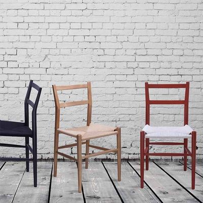 Hotel Restaurante Banquete o Casa Silla de respaldo sencilla con tejido de cuerda de cáñamo y patas de madera