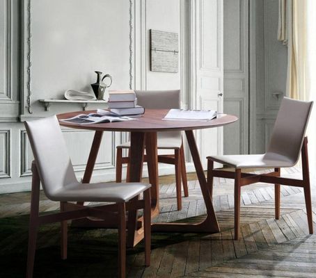 Embalaje de correos y muebles de comedor de diseño moderno redondo de madera sólida