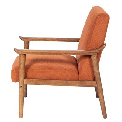 Embalaje de correos Personalizado Nordic Sillón de sofá único tapizado Sillón de madera y tela con tapicería personalizada