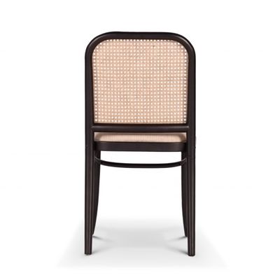 Silla de comedor clásica con marco de madera sólida en ratán negro para el restaurante hotel estilo de diseño moderno