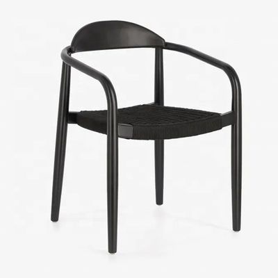 Mejor Venta Salón Moderno Apoyo de brazo Silla de cuerda de comedor de madera con apoyo de brazo y embalaje de correo
