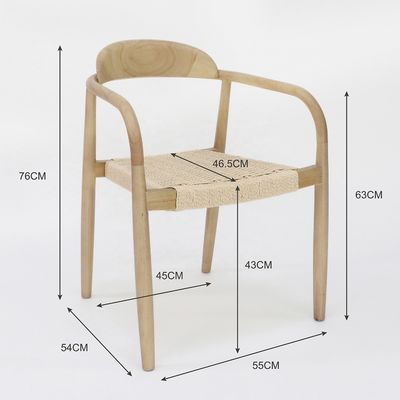 Mejor Venta Salón Moderno Apoyo de brazo Silla de cuerda de comedor de madera con apoyo de brazo y embalaje de correo