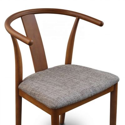 Muebles de cafetería de época de madera maciza silla de comedor Wishbone con cojín y acabado de caoba dos años de garantía