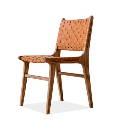 Dos años de garantía silla de comedor de madera con marco de madera maciza y cojín de asiento de cuero PU