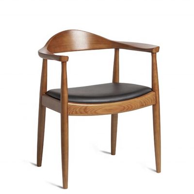 Silla de comedor moderna con reposabrazos silla de madera con cuero de PU y muebles de comedor
