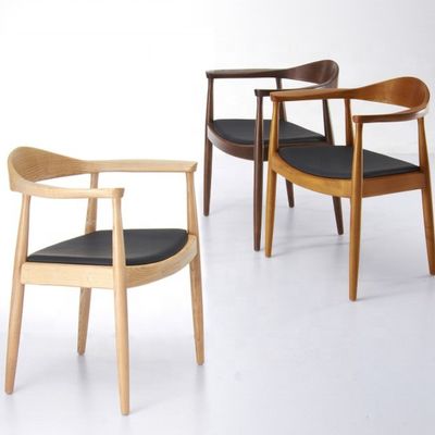 Silla de comedor moderna con reposabrazos silla de madera con cuero de PU y muebles de comedor
