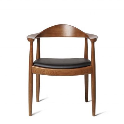 Silla de comedor moderna con reposabrazos silla de madera con cuero de PU y muebles de comedor