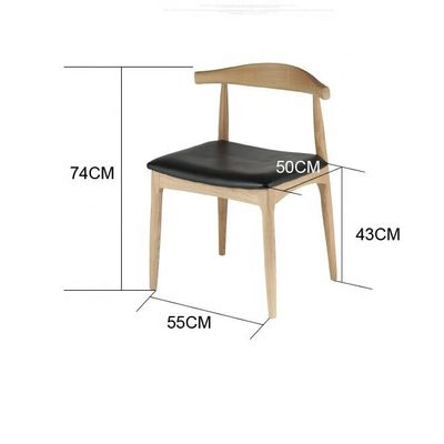 Hotel Moderna silla de comedor de madera sólida de cuero PU sin plegable y diseño moderno de cuerno