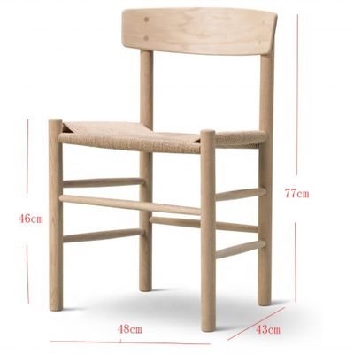 Silla ajustable de papel natural de cordón silla de comedor de madera de ceniza estilo de diseño moderno con asiento ajustable