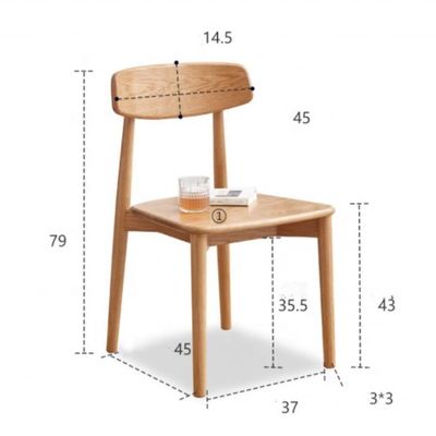 Silla de comedor de madera sólida para restaurantes y cafeterías de madera sólida para N.W. Durable 3.45kg a granel
