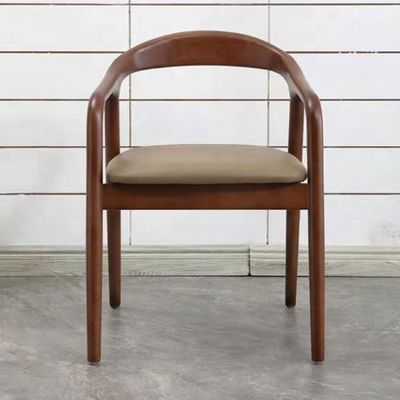 Silla de comedor de piernas de madera maciza con cojín de cuero para restaurante, café, hotel NO Plegable en estilo antiguo