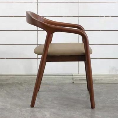 Silla de comedor de piernas de madera maciza con cojín de cuero para restaurante, café, hotel NO Plegable en estilo antiguo