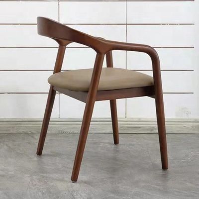 Silla de comedor de piernas de madera maciza con cojín de cuero para restaurante, café, hotel NO Plegable en estilo antiguo