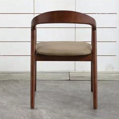 Silla de comedor de piernas de madera maciza con cojín de cuero para restaurante, café, hotel NO Plegable en estilo antiguo