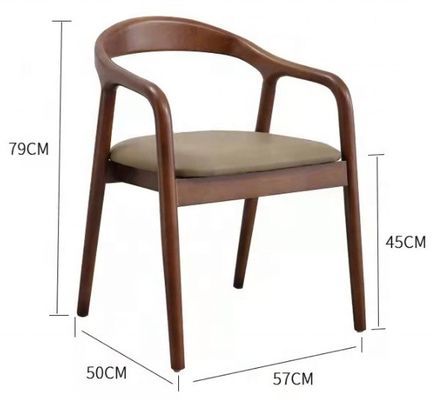 Silla de comedor de piernas de madera maciza con cojín de cuero para restaurante, café, hotel NO Plegable en estilo antiguo