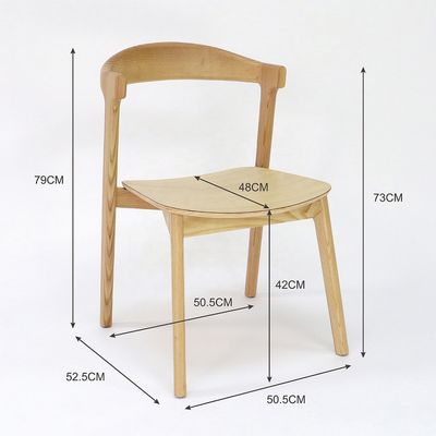 Elegante y cómoda silla de ocio moderna de madera de ceniza para cafetería hotel restaurante 53cm*50cm*76cm